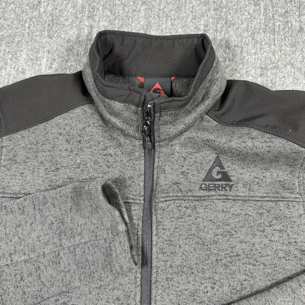 Gerry Men's L Full Zip Mixed Media Jacket Gray Black Fleece Stretch Outdoor